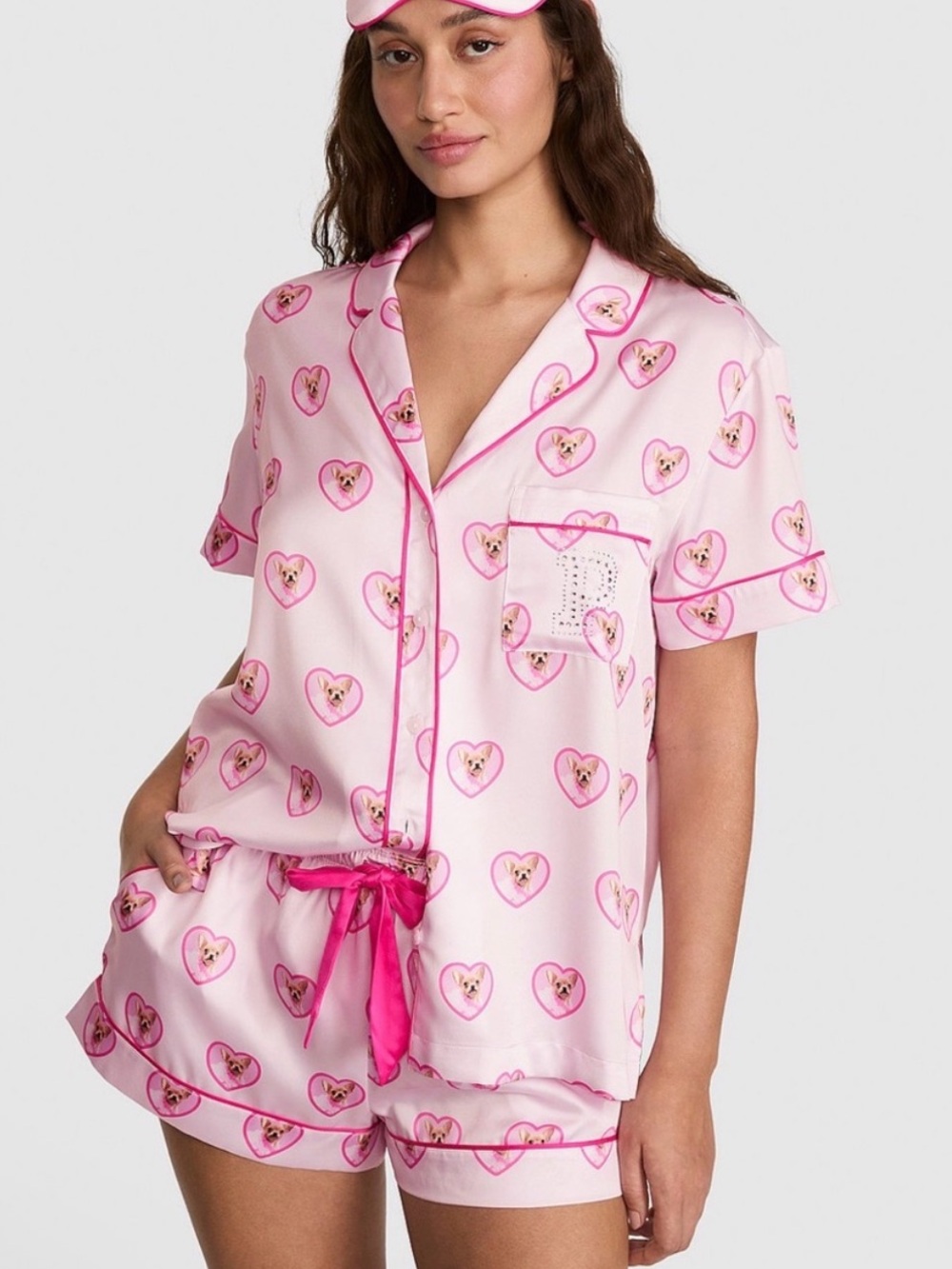 🐕 Legally Blonde Victoria's Secret Pink Satin Short Pajama Set Elle Woods Dog S